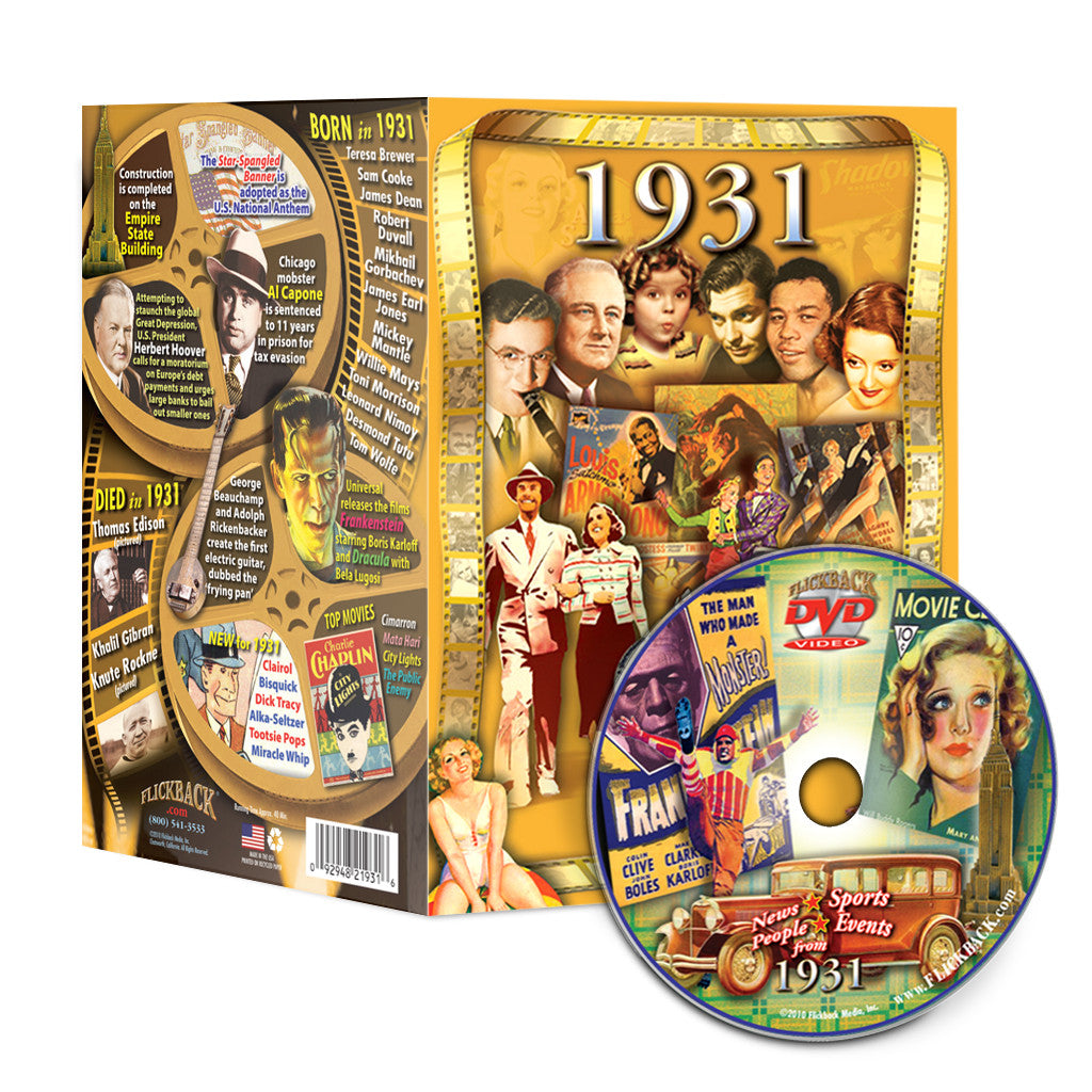 1931 Flickback DVD Video Greeting Card: 90th Birthday or Anniversary Gift