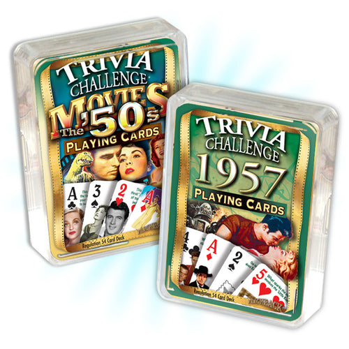 1957 Birthday Trivia Combo: 1957 Trivia Playing Cards & 1950's Movie Trivia Playing Cards