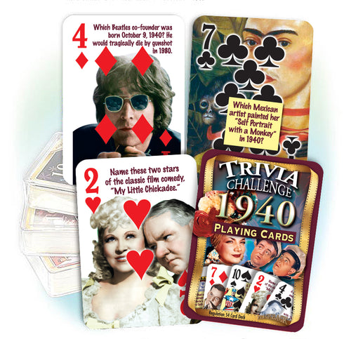 1940 Trivia Challenge Playing Cards: Birthday or Anniversary Gift