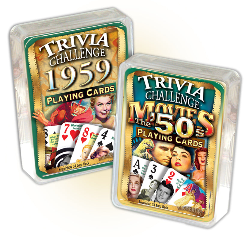 1959 Trivia Challenge Playing Cards & 1950's Movie Trivia Playing Cards Combo, Birthday or Anniversary