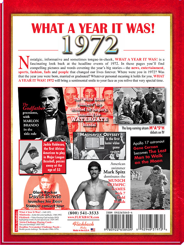 1972 Writing 1972 What A Year It Was: 50th Birthday or Anniversary Hardcover Coffee ...