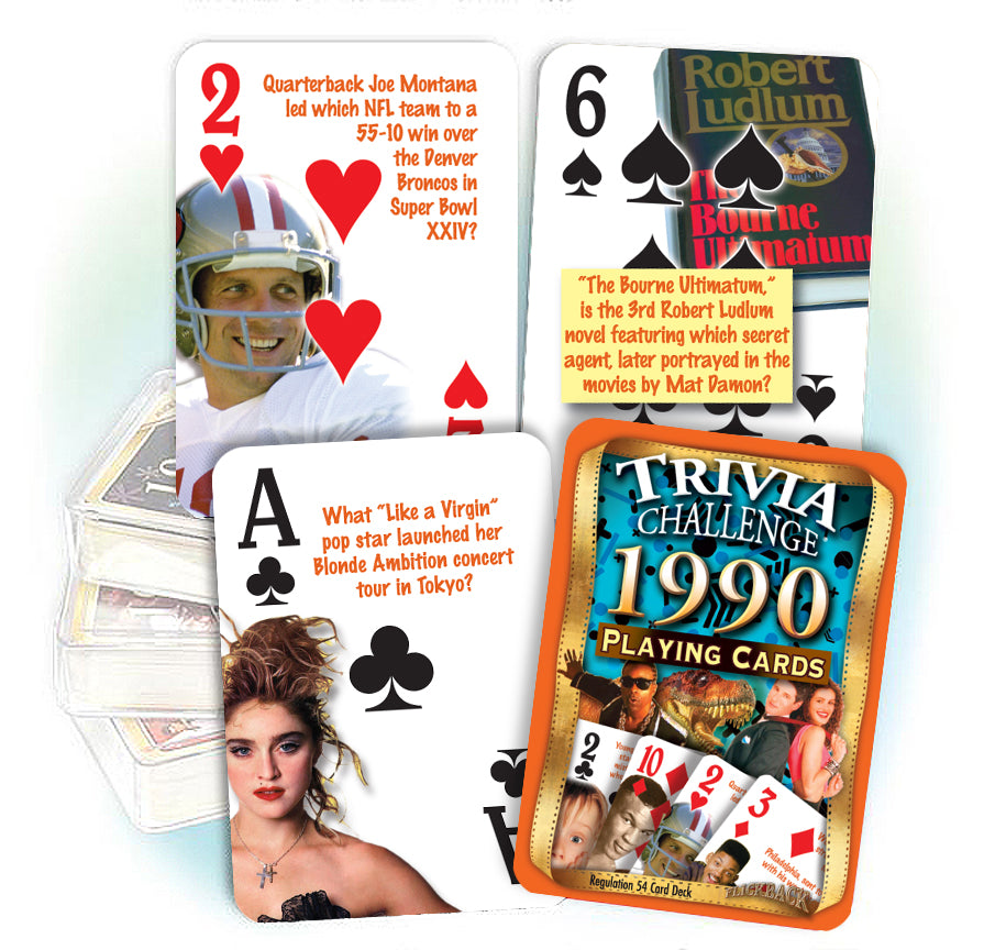 1990 Trivia Challenge Playing Cards: Birthday or Anniversary Gift