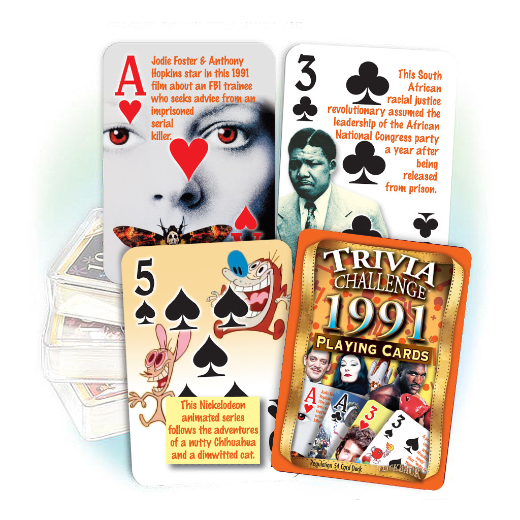 1991 Trivia Challenge Playing Cards: 30th Birthday or Anniversary Gift