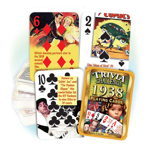 1938 Trivia Challenge Playing Cards: Birthday or Anniversary Gift