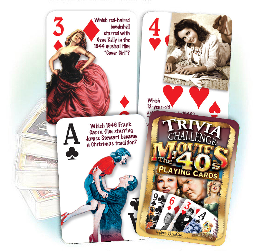 1940's Movie Trivia Playing Cards: 80th Birthday or Anniversary
