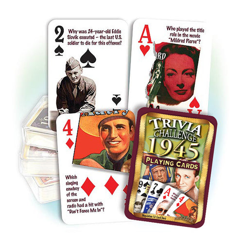 1945 Trivia Challenge Playing Cards: Birthday or Anniversary Gift