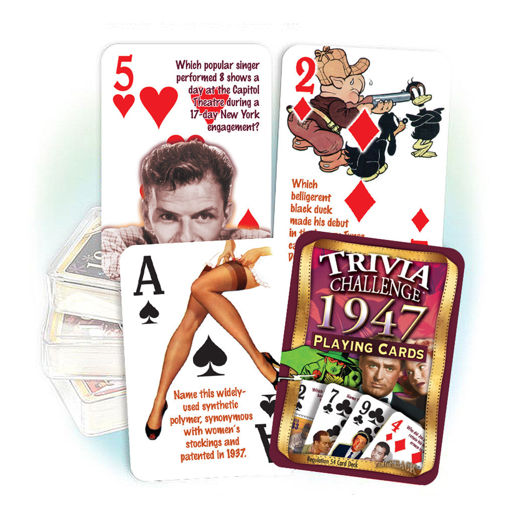 1947 Trivia Challenge Playing Cards: Great Birthday or Anniversary Gift