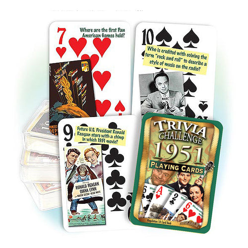 1951 Trivia Challenge Playing Cards: 70th Birthday or Anniversary Gift