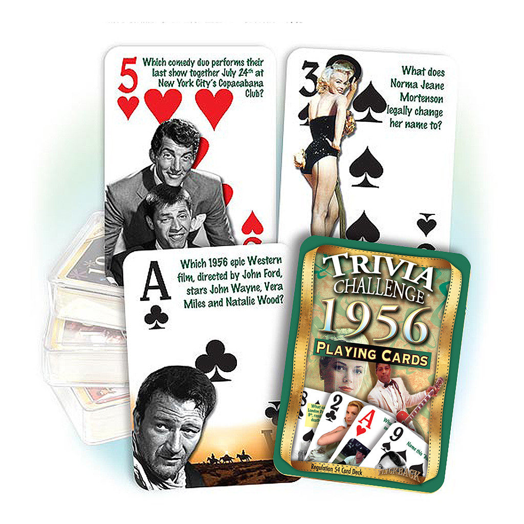 1956 Trivia Challenge Playing Cards: 65th Birthday or Anniversary Gift