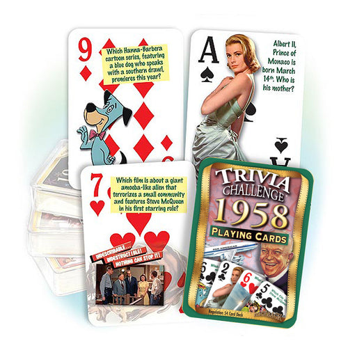 1958 Trivia Challenge Playing Cards: Happy Birthday or Anniversary Gift