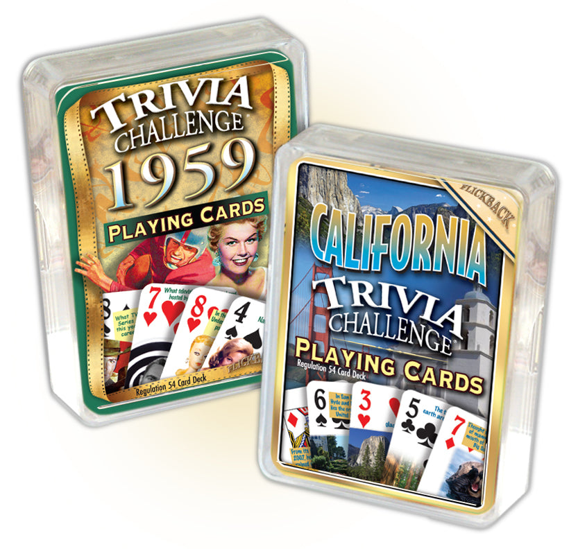 1959 Trivia Challenge Playing Cards and California Trivia Playing Cards Combo, Birthday or Anniversary