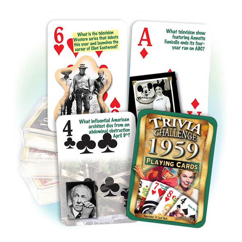 1959 Trivia Challenge Playing Cards: Happy Birthday or Anniversary Gift