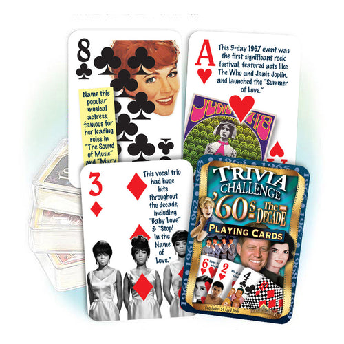 1960s Decade Trivia Playing Cards: 60th Birthday or Anniversary