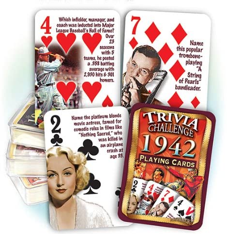 1942 Trivia Challenge Playing Cards: Birthday or Anniversary Gift