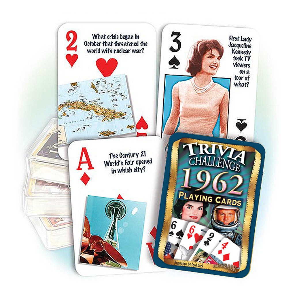 1962 Trivia Challenge Playing Cards: Great Birthday or Anniversary Gift