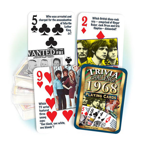 1968 Trivia Challenge Playing Cards: Birthday or Anniversary Gift