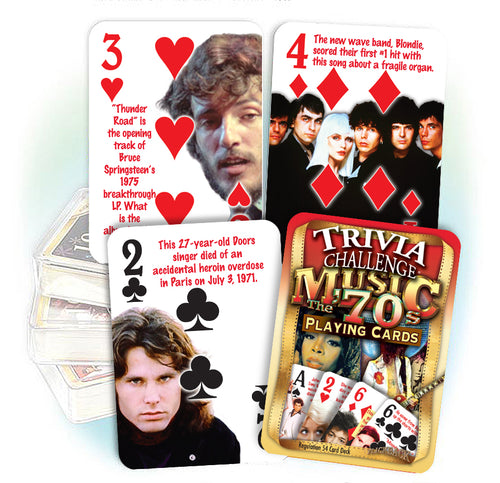 1970's Music Trivia Playing Cards: 50th Birthday or Anniversary