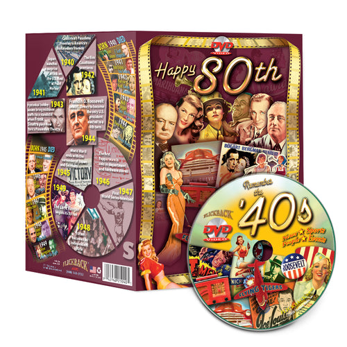 Happy 80th Birthday, Anniversary or Reunion DVD Greeting Card: A Flickback Decade DVD