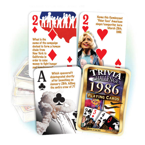 1986 Trivia Challenge Playing Cards: Great Birthday Gift or Anniversary Gift