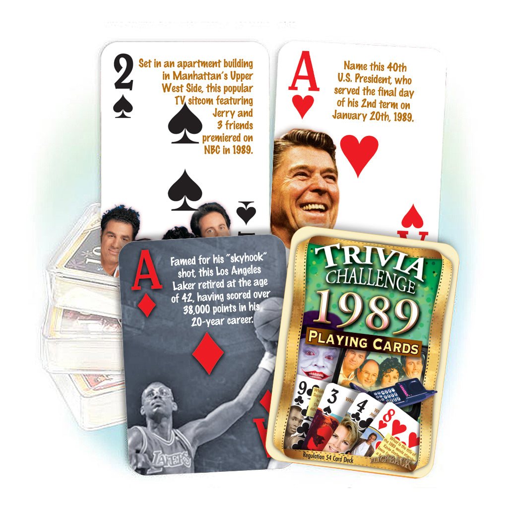 1989 Trivia Challenge Playing Cards: Birthday or Anniversary Gift