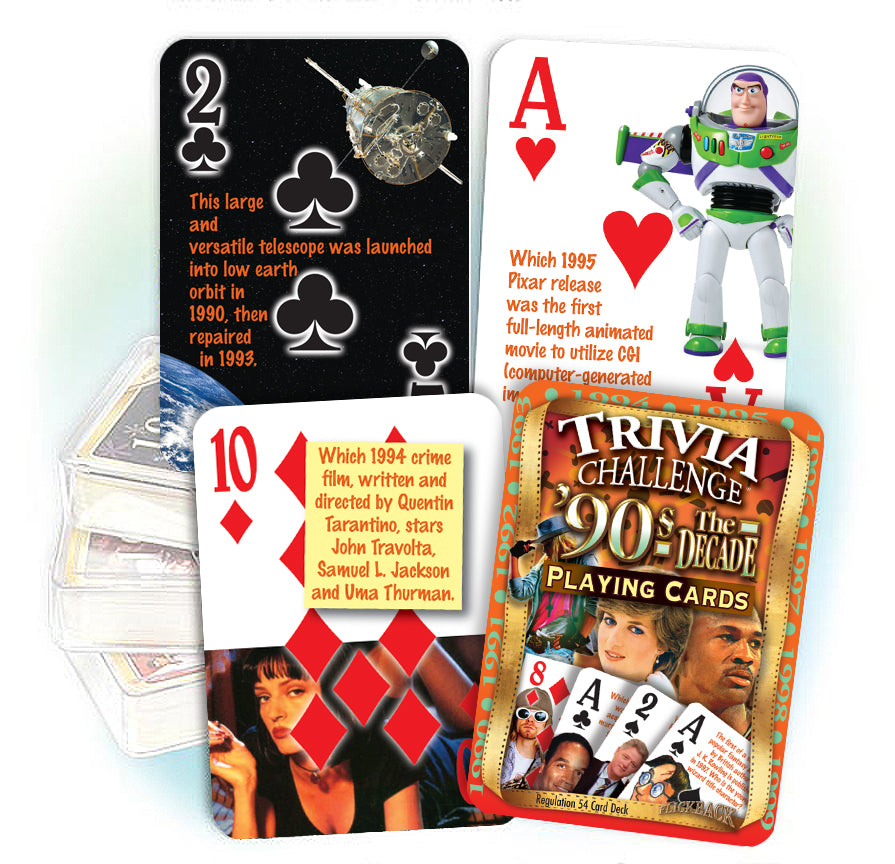 1990's Decade Trivia Challenge Playing Cards: 30th Birthday or Anniversary Gift