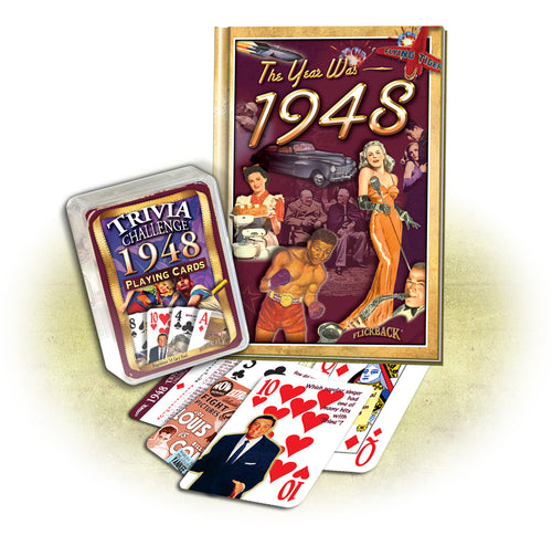 1948 MiniBook & 1948 Trivia Playing Cards: Birthday or Anniversary Gift