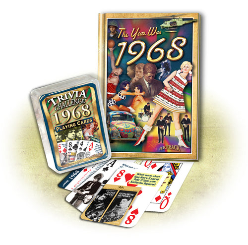 1968 MiniBook & Trivia Playing Card Combo: Birthday or Anniversary Gift