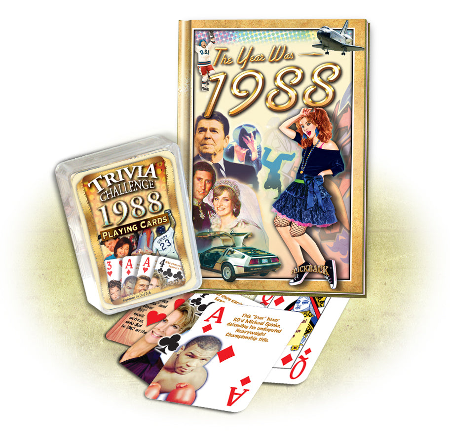 1988 MiniBook & 1988 Trivia Playing Cards: Birthday or Anniversary Gift